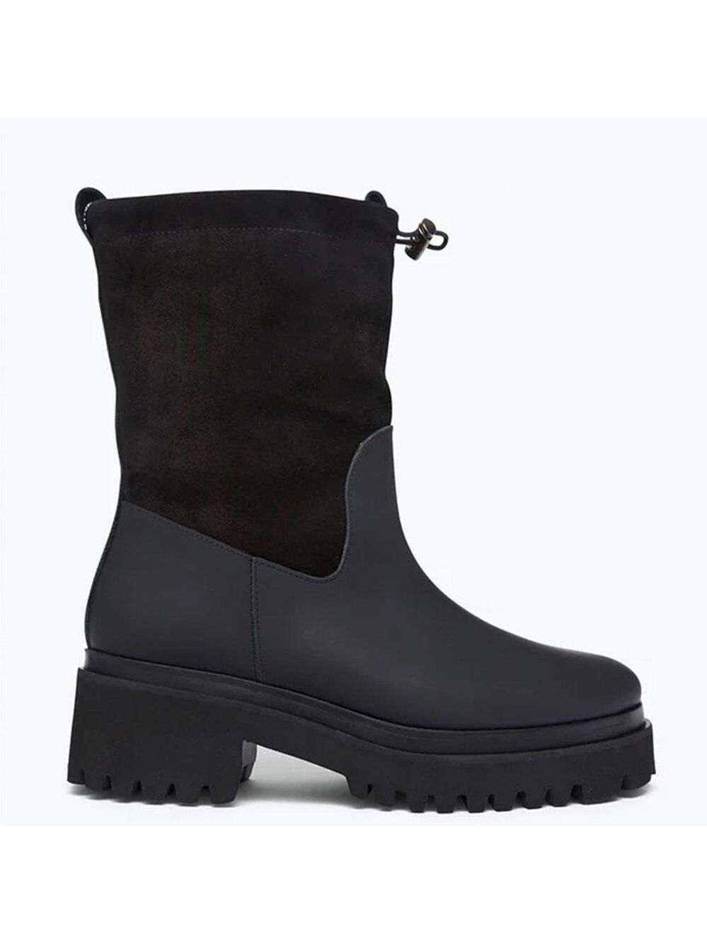 Freda Salvador Blake Lug Sole Rain Boot in Black Suede Leather Combo - NWT